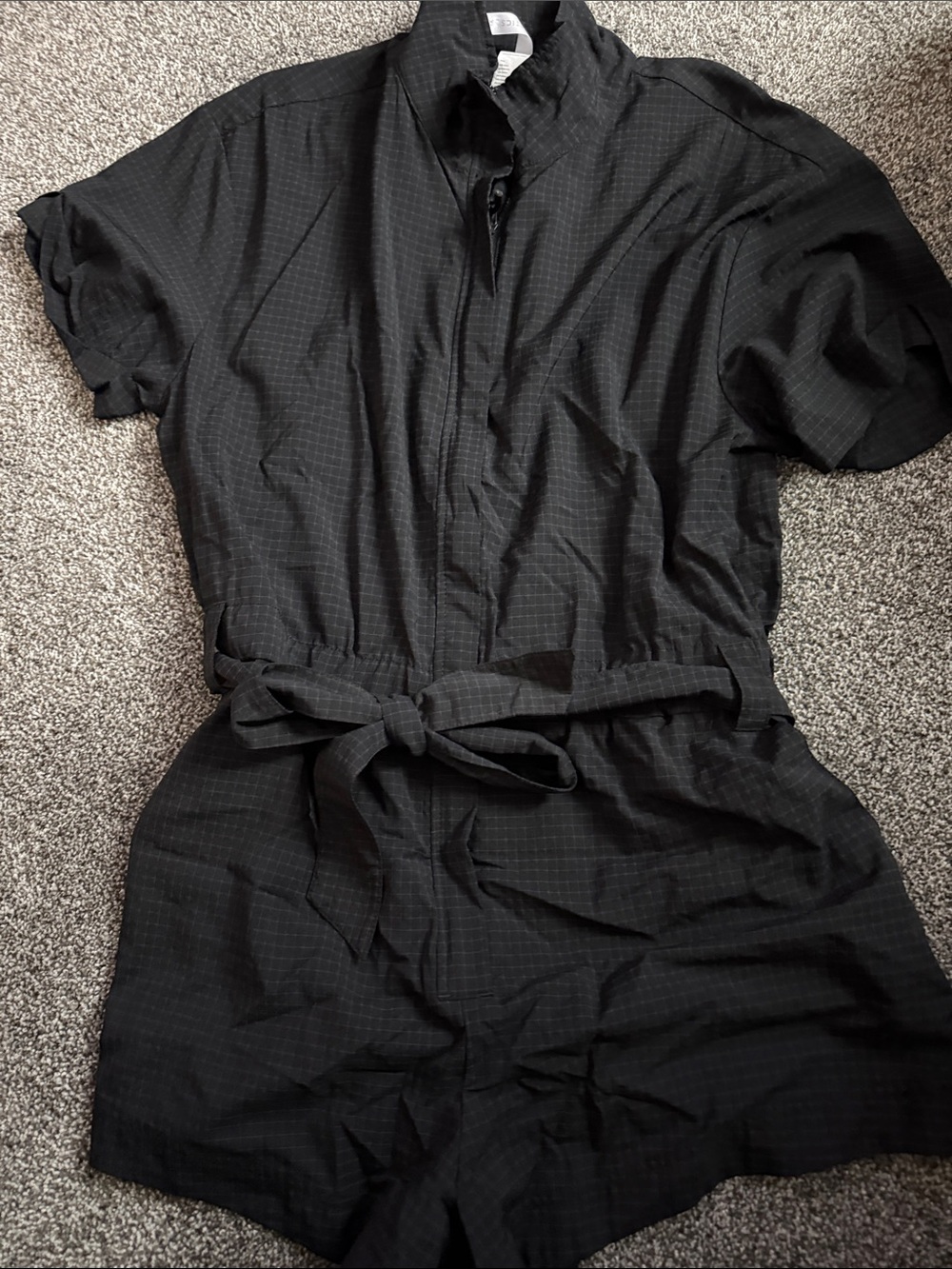 Fabletics Black Romper with Waist Tie